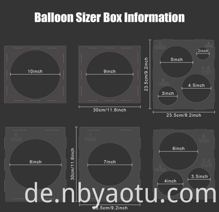 11 Löcher PP Plastikballon Sizer Cube Box Ballon Messwerkzeug für Geburtstag Hochzeitsfeier Ballon Dekorationen